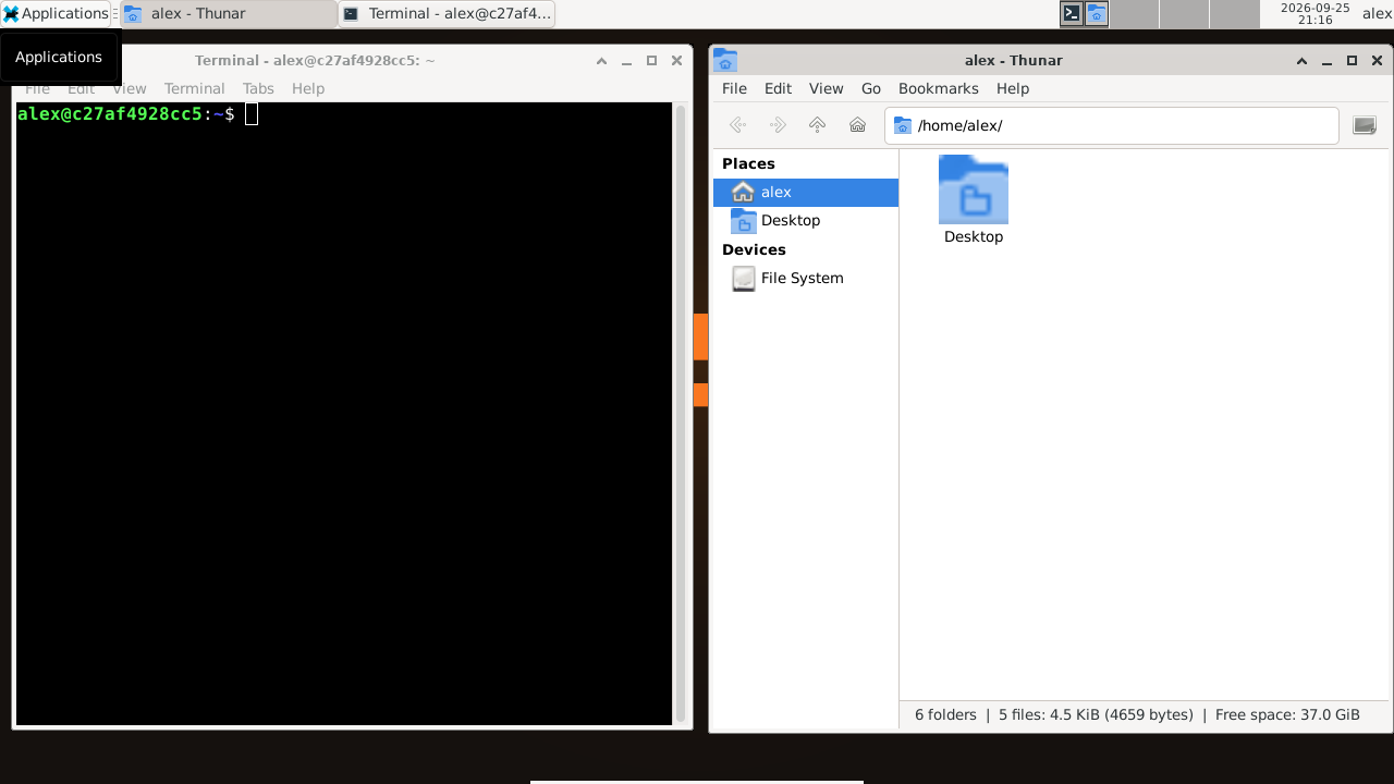 Debian 13 with XFCE in a VNC viewer