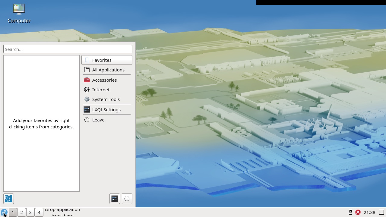 LXQt on Fedora 44, with the app menu open