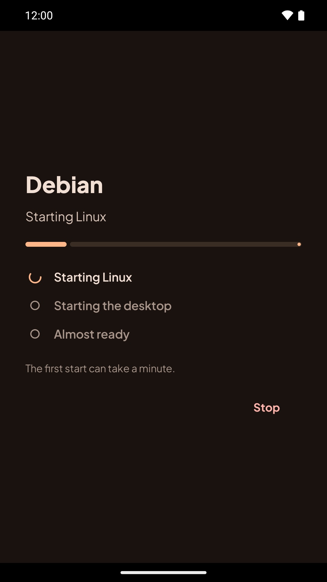 Loading screen: Starting Linux