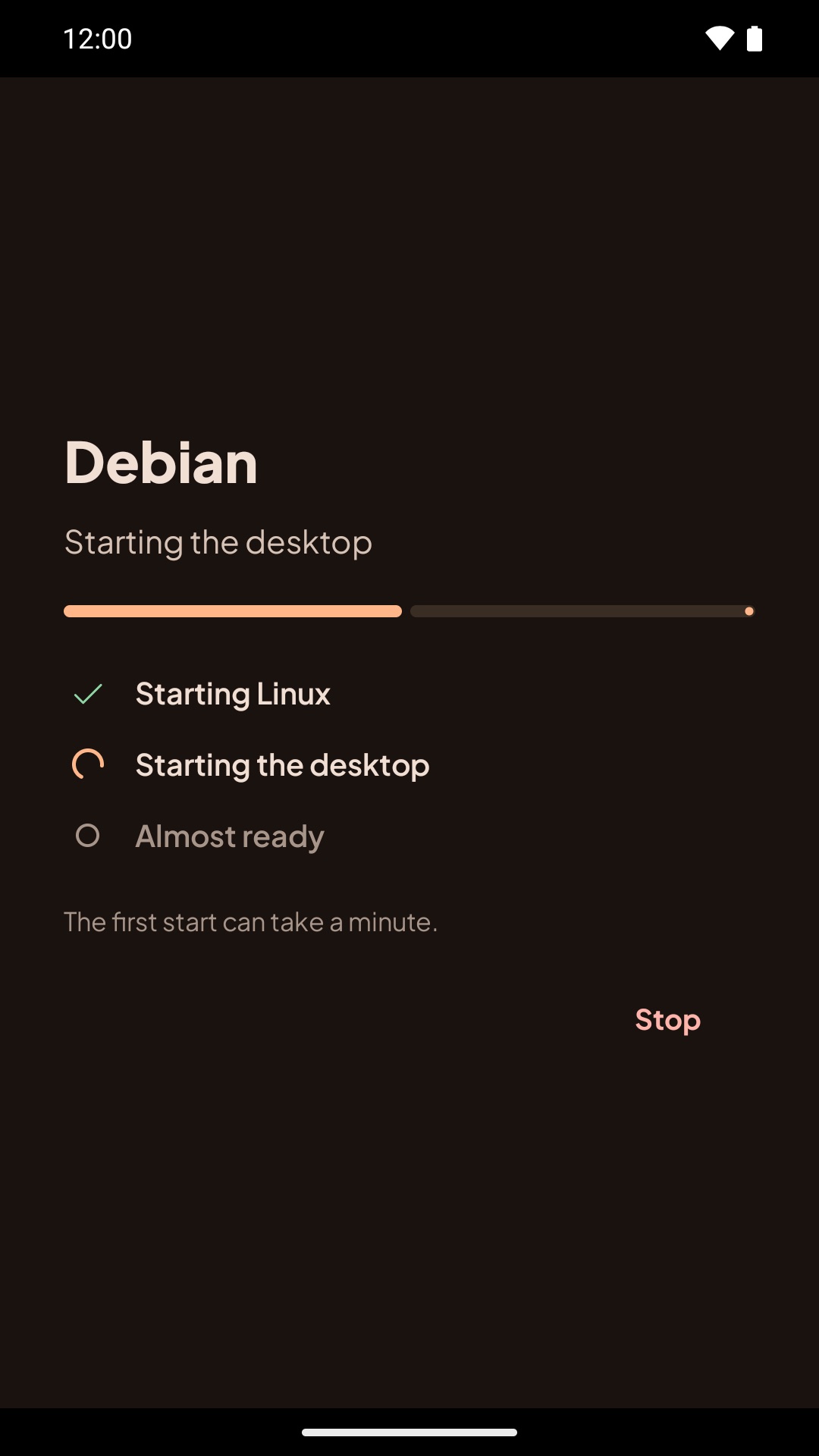 Loading screen: Starting the desktop