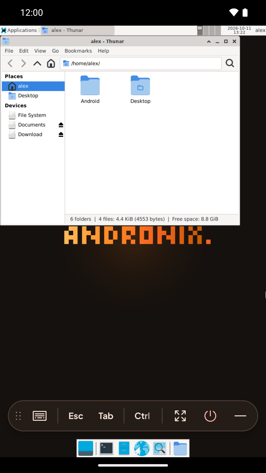 An app opened on the desktop from a shortcut
